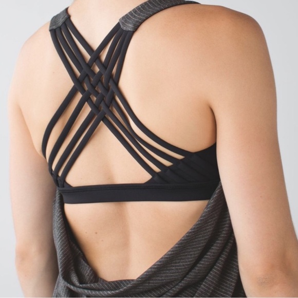 Lululemon work out top size 10 w/ build in bra & removable cup inserts - stripe - Picture 3 of 16